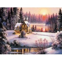 Diamentowa mozaika domek zimą w lesie NO-1007775