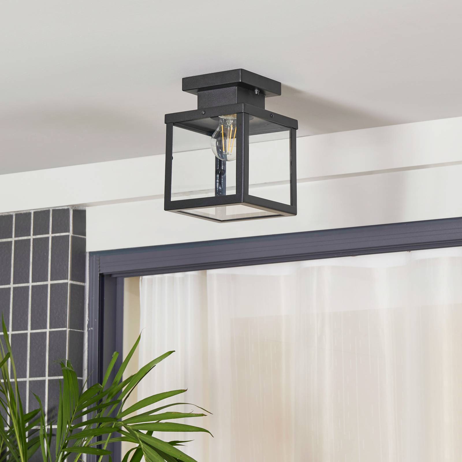 Lindby Mandus lampa sufitowa zewnętrzna, czarna