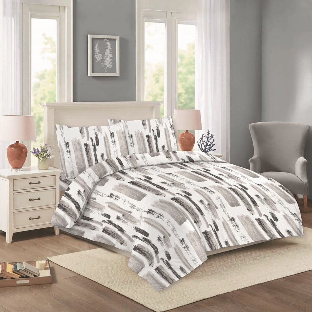 Biała/szara bawełniana pościel dwuosobowa/przedłużona 200x220 cm Nora – Cotton House