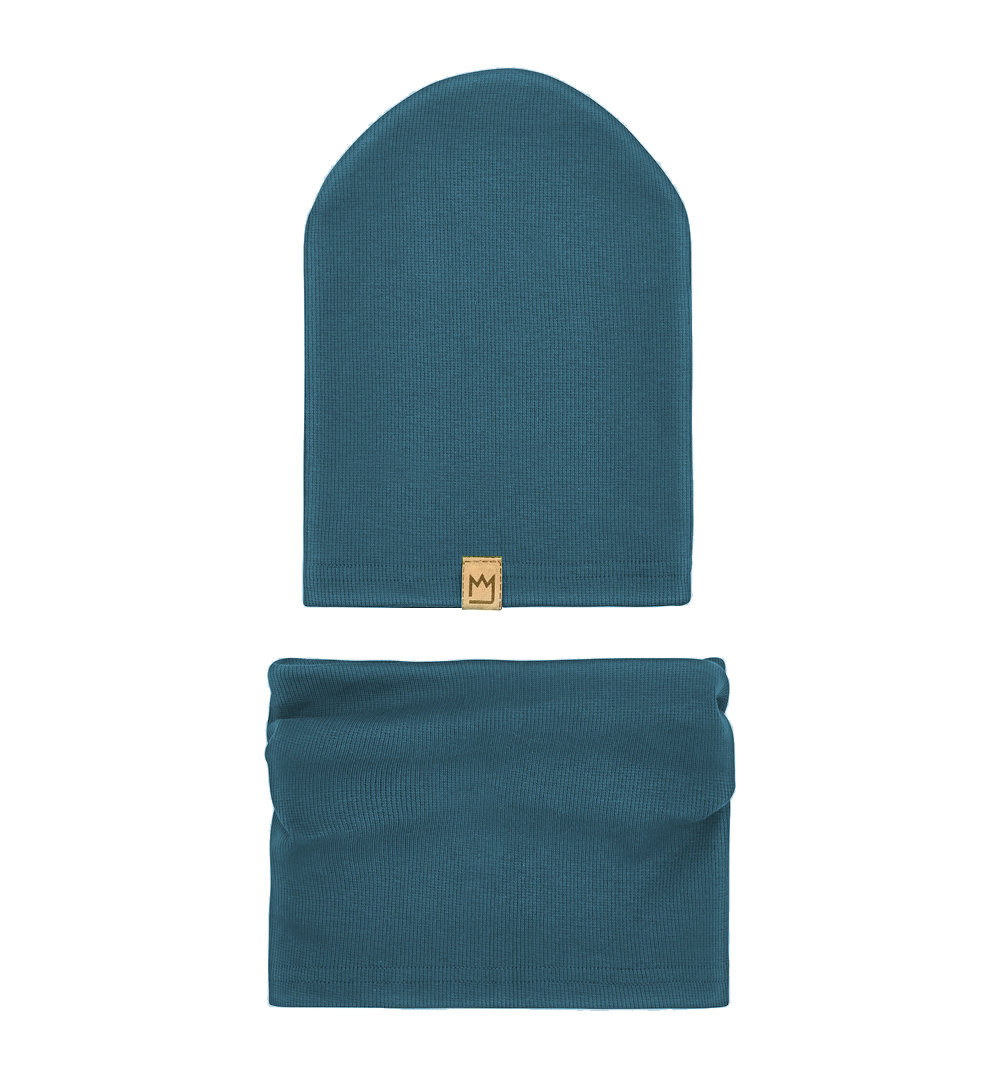 Zestaw bawełniany czapka i komin, blue stone