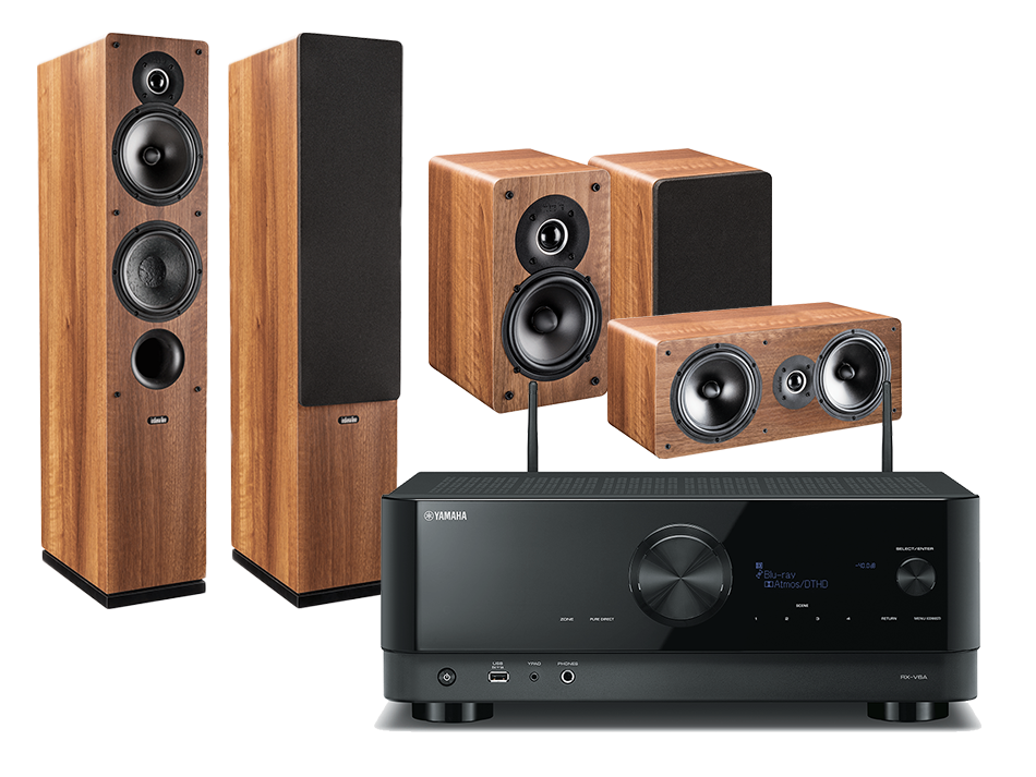 Yamaha RX-V6A (czarny) + Tesi 561 (orzech) + Tesi 241 (orzech) + Tesi 761 (orzech)