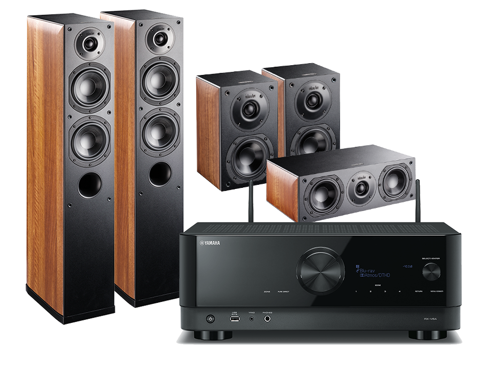 Yamaha RX-V6A (czarny) + Nota 550 X (orzech) + Nota 740 X (orzech) + Nota 240 X (orzech)