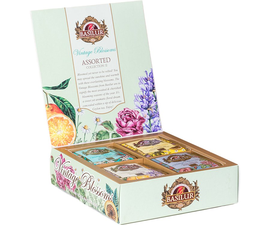 Basilur Vintage Blossoms Assorted Zestaw Herbat 4 Smaki - Saszetki 40 Szt.