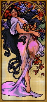 Zestaw do haftu krzyżykowego Alfons Mucha - Jesień (7162)