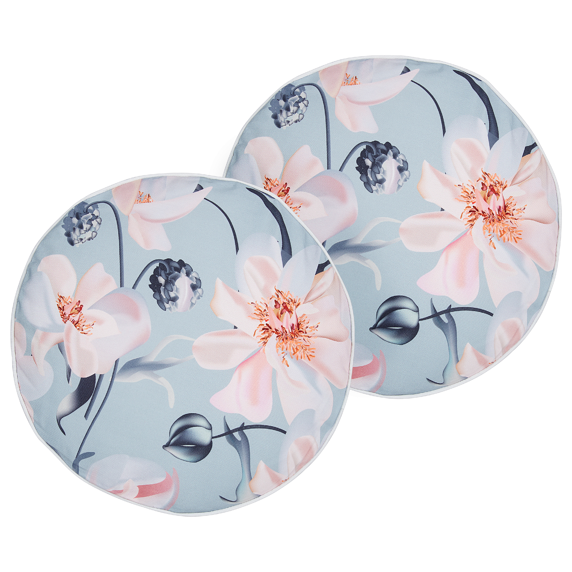 2 poduszki ogrodowe w kwiaty ⌀ 40 cm niebieski APRICALE