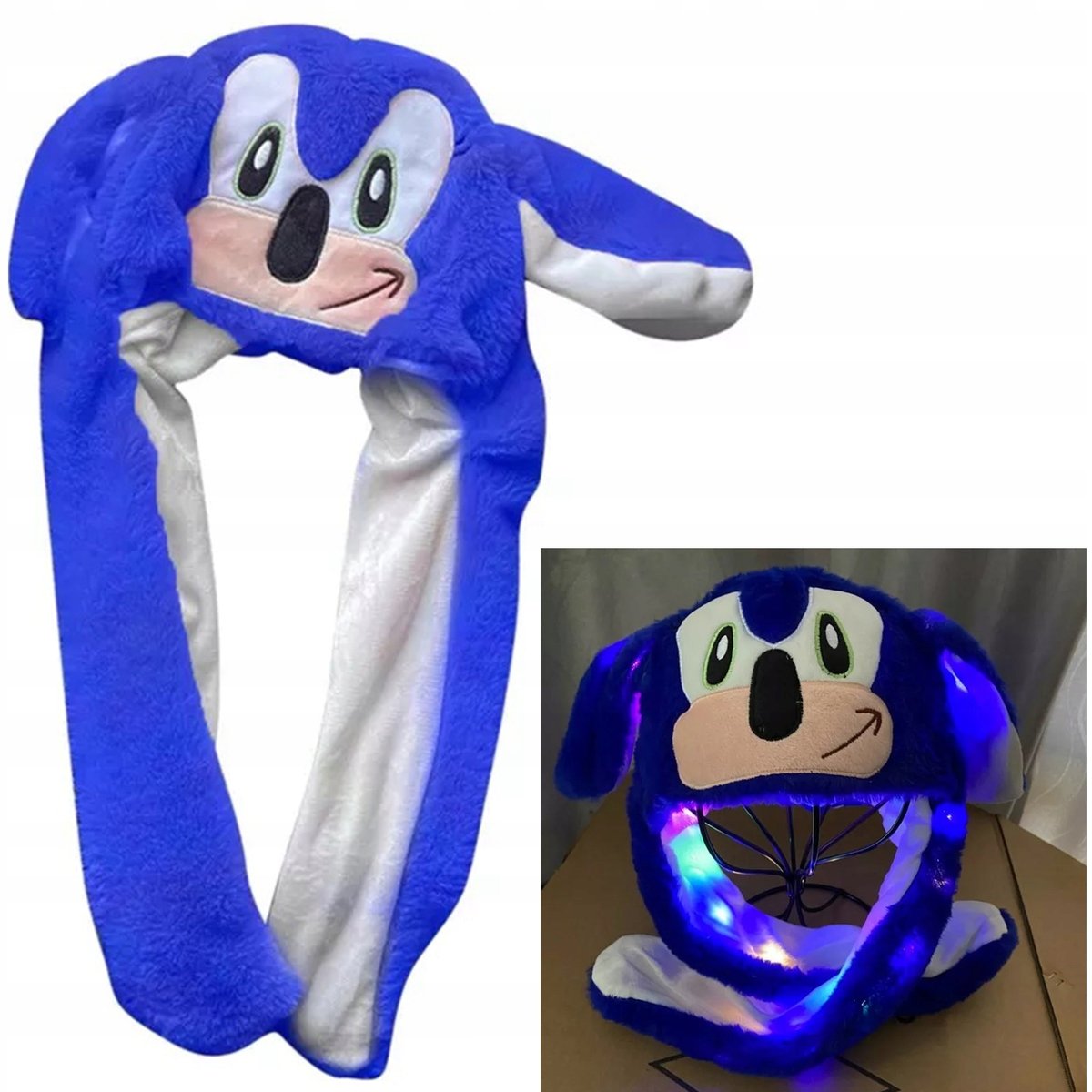 Czapka Sonic Świeci Z Ruchomymi Uszami Led
