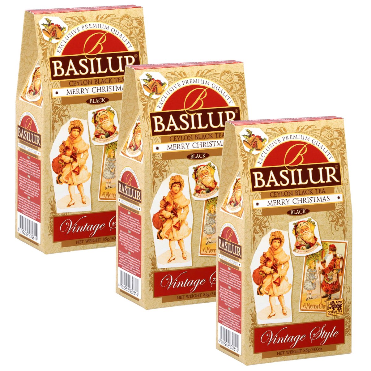 Basilur Merry Christmas - Czarna Liściasta Herbata Cejlońska Dodatkiem Jabłka, Imbiru I Wanilii, 85 G X3