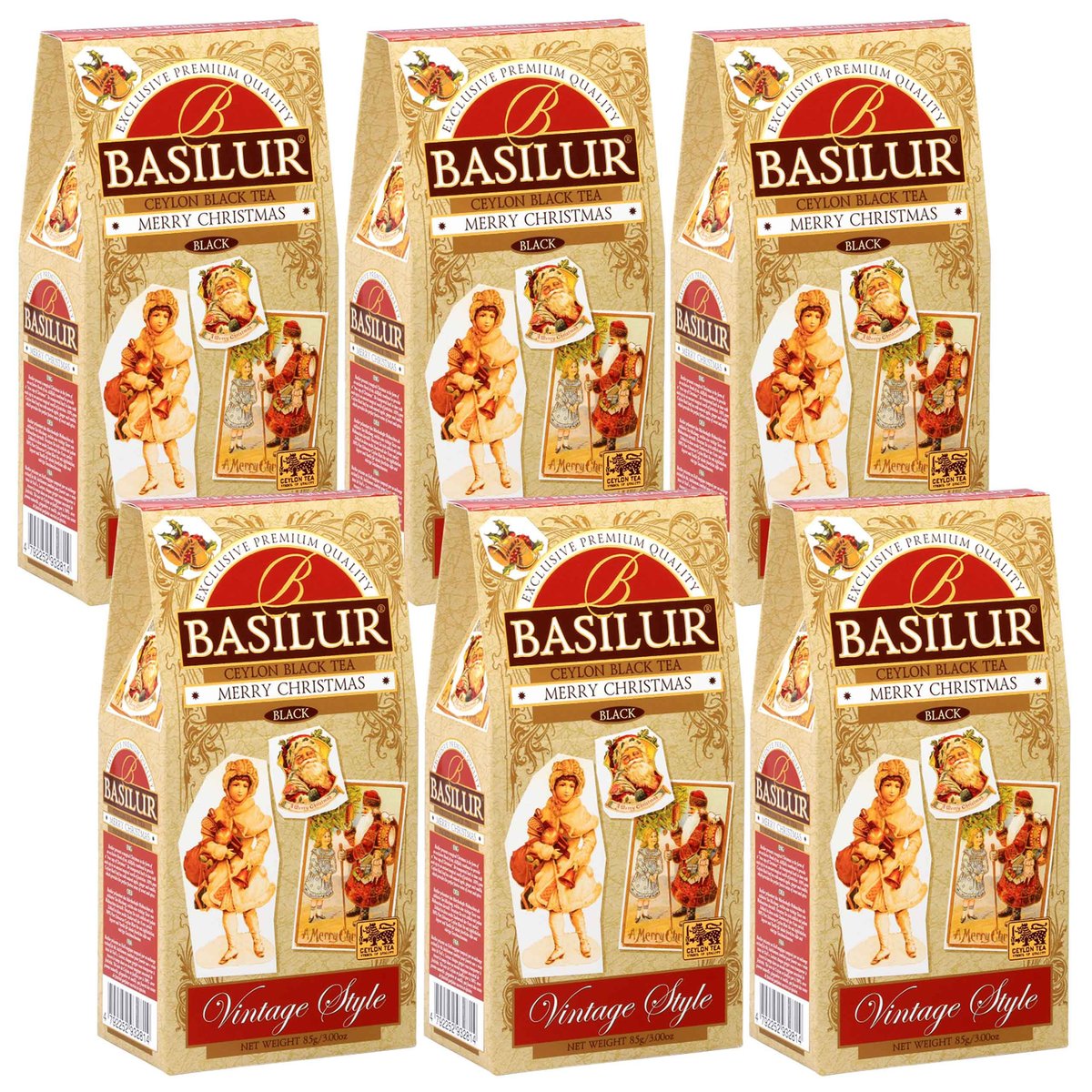 Basilur Merry Christmas - Czarna Liściasta Herbata Cejlońska Dodatkiem Jabłka, Imbiru I Wanilii, 85 G X6