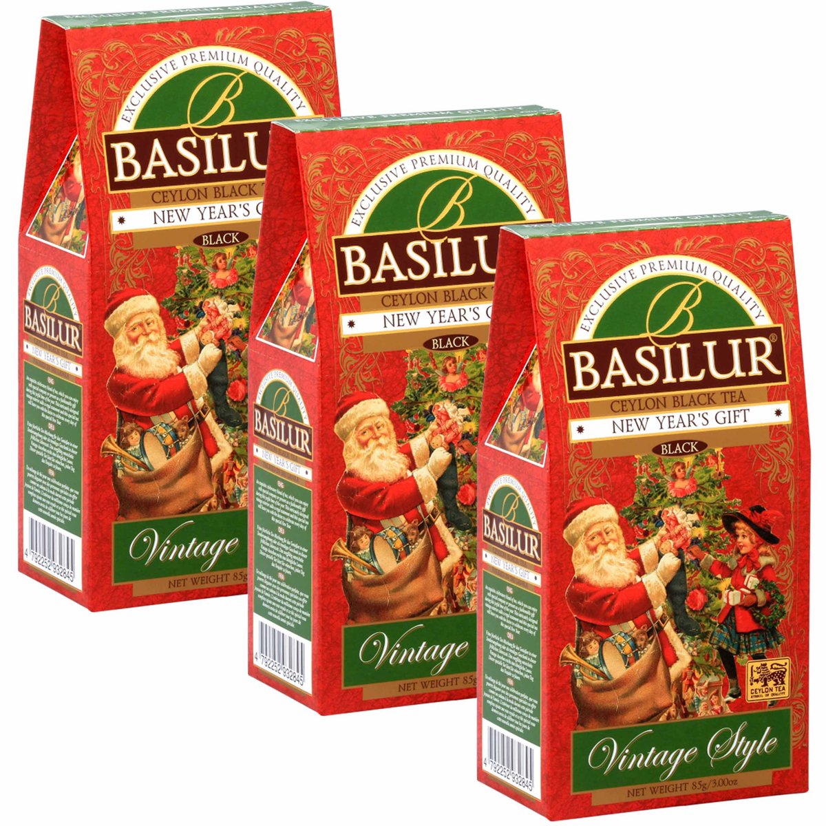 Basilur New Year'S Gift - Czarna Liściasta Herbata Z Dodatkiem Wiśni I Krokoszu Barwierskiego, 85 G X3