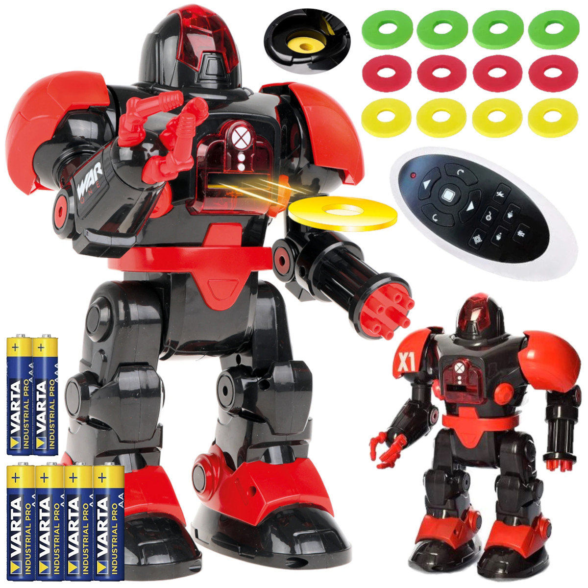 ZDALNIE STEROWANY ROBOT RC STRZELAJĄCY KRĄŻKAMI TAŃCZY CHODZI LED 6xBATERIA Z669Z
