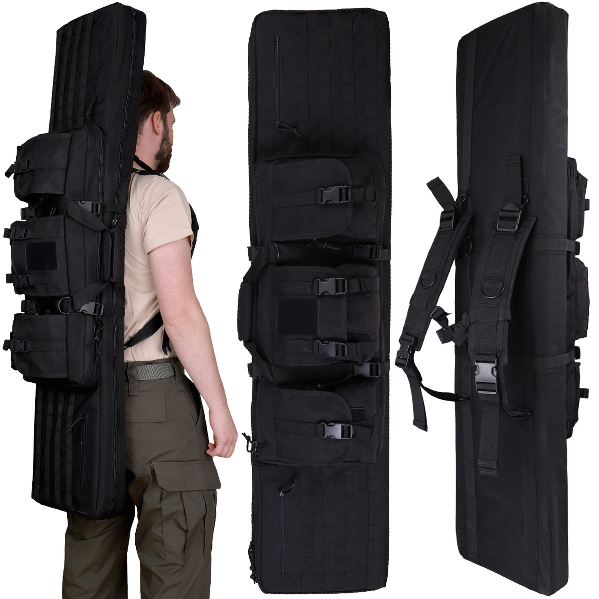 Dominator Pokrowiec Na Broń Długą Myśliwską Futerał Torba Plecak Na 5Szt 130Cm Czarny