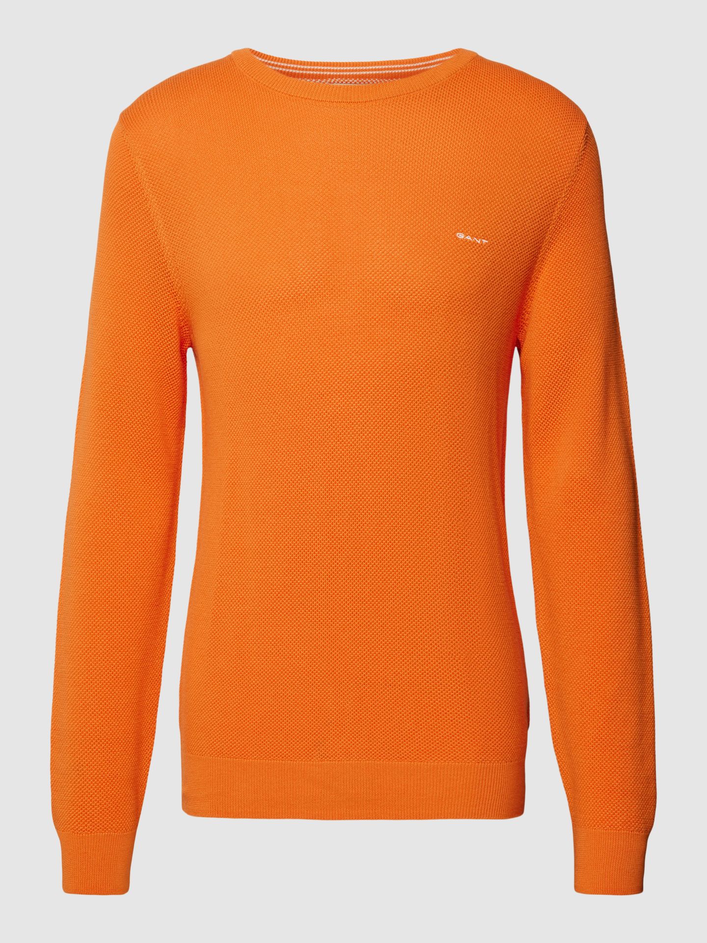 Sweter z dzianiny z okrągłym dekoltem i wyhaftowanym logo
