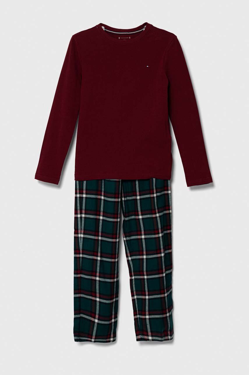Tommy Hilfiger piżama dziecięca kolor czerwony wzorzysta