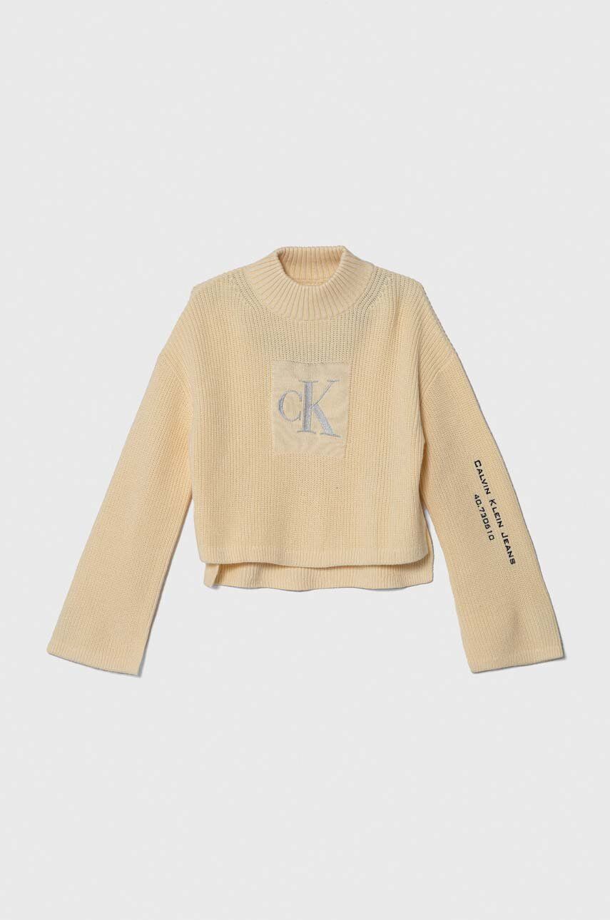 Calvin Klein Jeans sweter dziecięcy kolor beżowy
