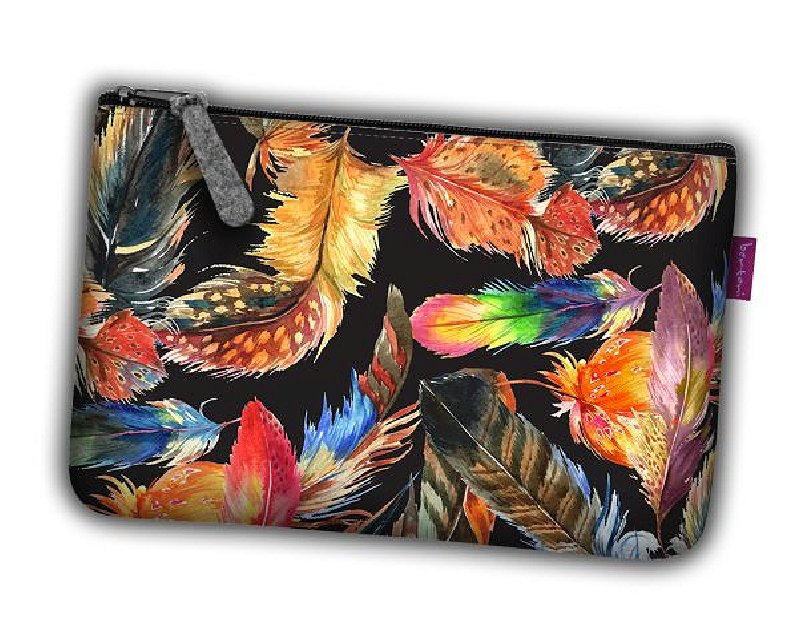 Noble, Kosmetyczka Damska W Piórka Plume, Czarna Filcowa