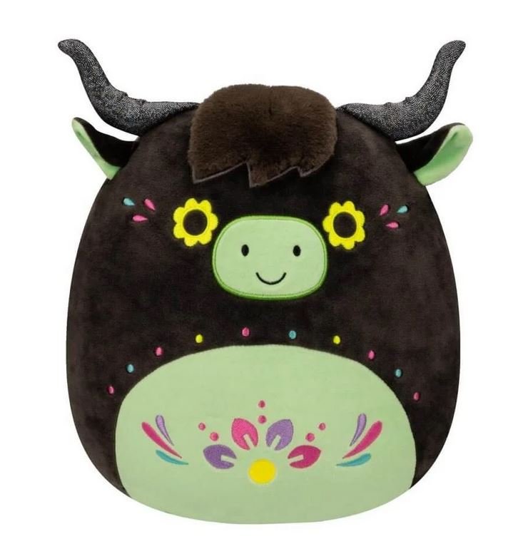 Squishmallows, mały pluszak, Santa Muerte, szkocka krowa, 7,5
