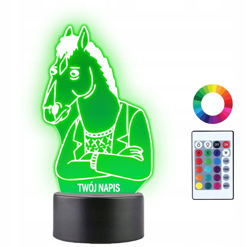Lampka Nocna Świąteczna Bojack Horseman Prezent Twój Napis Grawer 3D LED