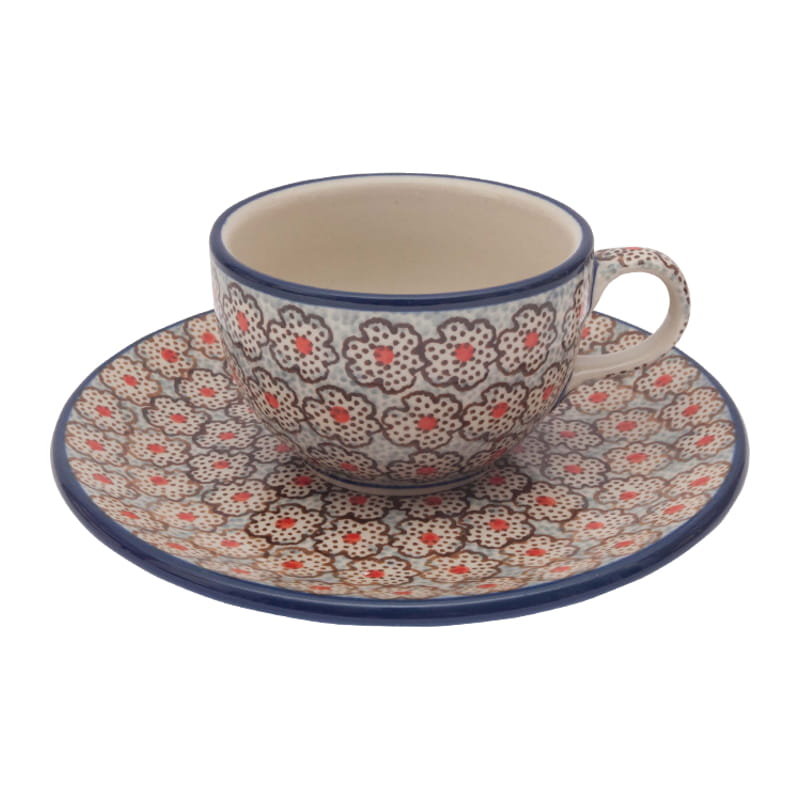 FILIŻANKA podwójne espresso 100 ml ze spodkiem - Ceramika Artystyczna Bolesławiec