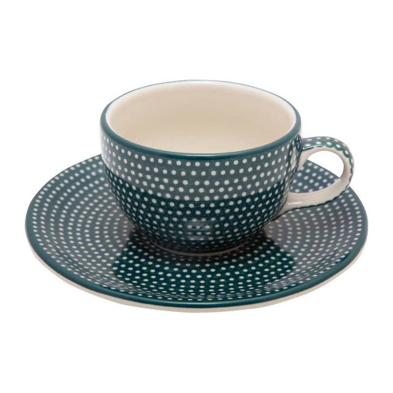 FILIŻANKA podwójne espresso 100 ml ze spodkiem - Ceramika Artystyczna Bolesławiec