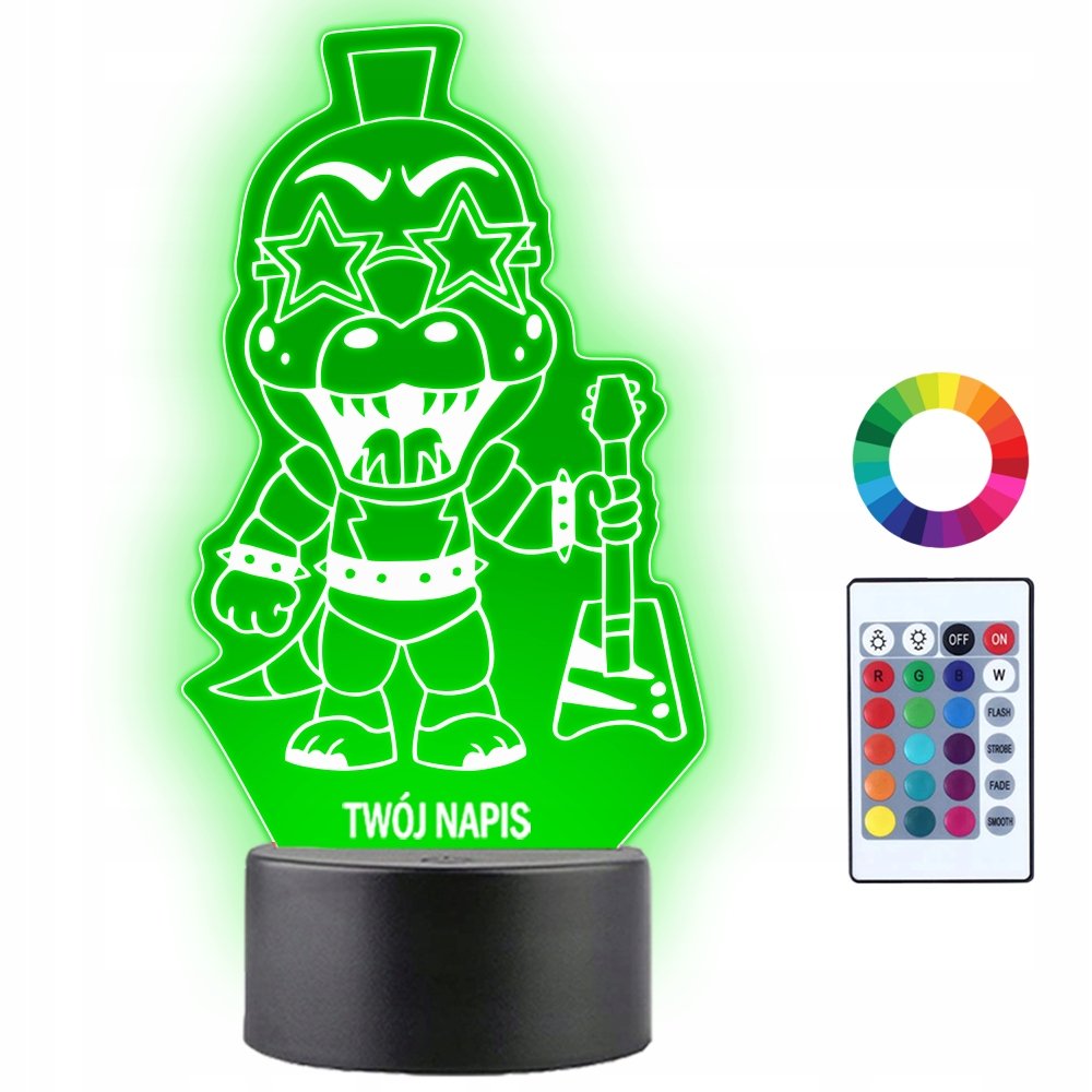 Lampka Nocna LED 3D Mini Monty Fnaf Security Breach Prezent Twój Napis Imię