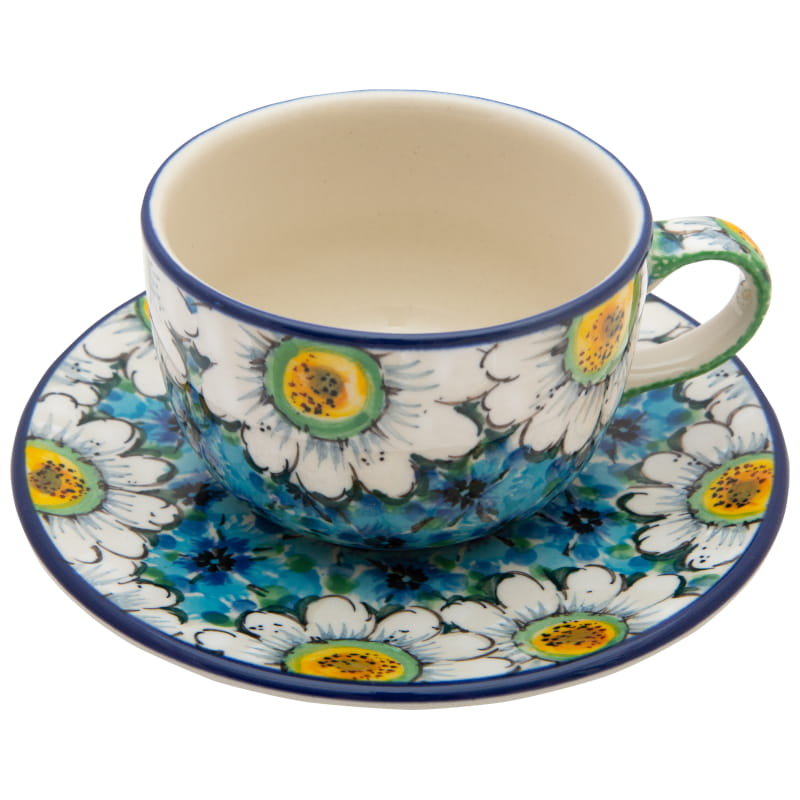 FILIŻANKA do herbaty kawy 200 ml ze spodkiem - Ceramika Artystyczna Bolesławiec