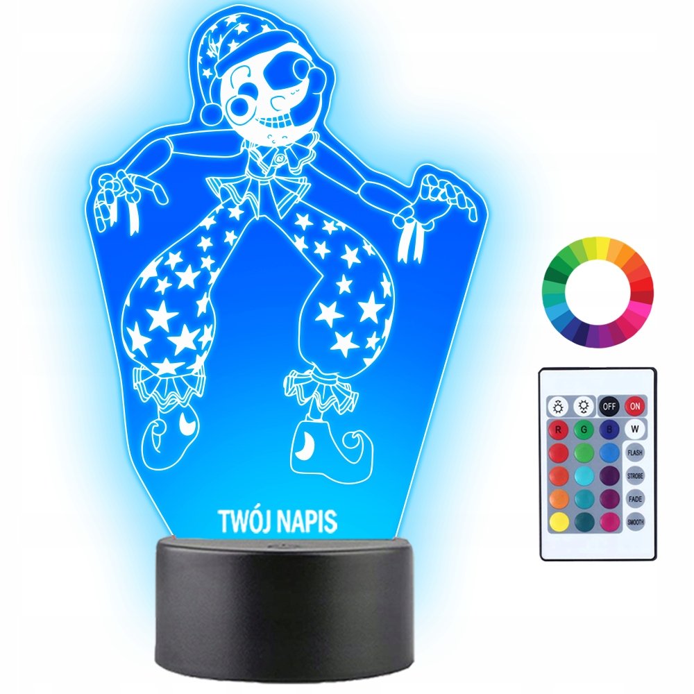 Lampka Nocna LED 3D Moon Fnaf Security Breach Prezent Twój Napis Grawer