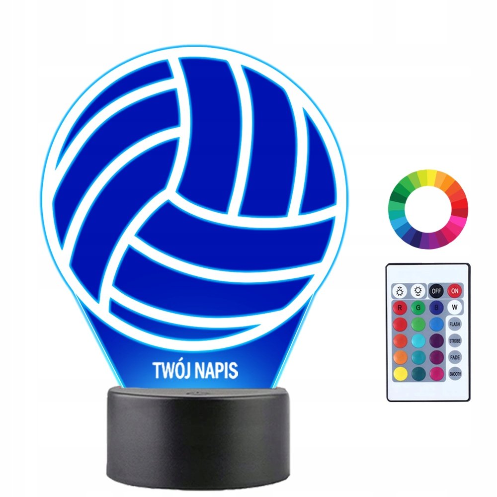 Lampka Nocna Siatkówka Piłka Sport Prezent Twój Napis Imię Grawer LED 3D