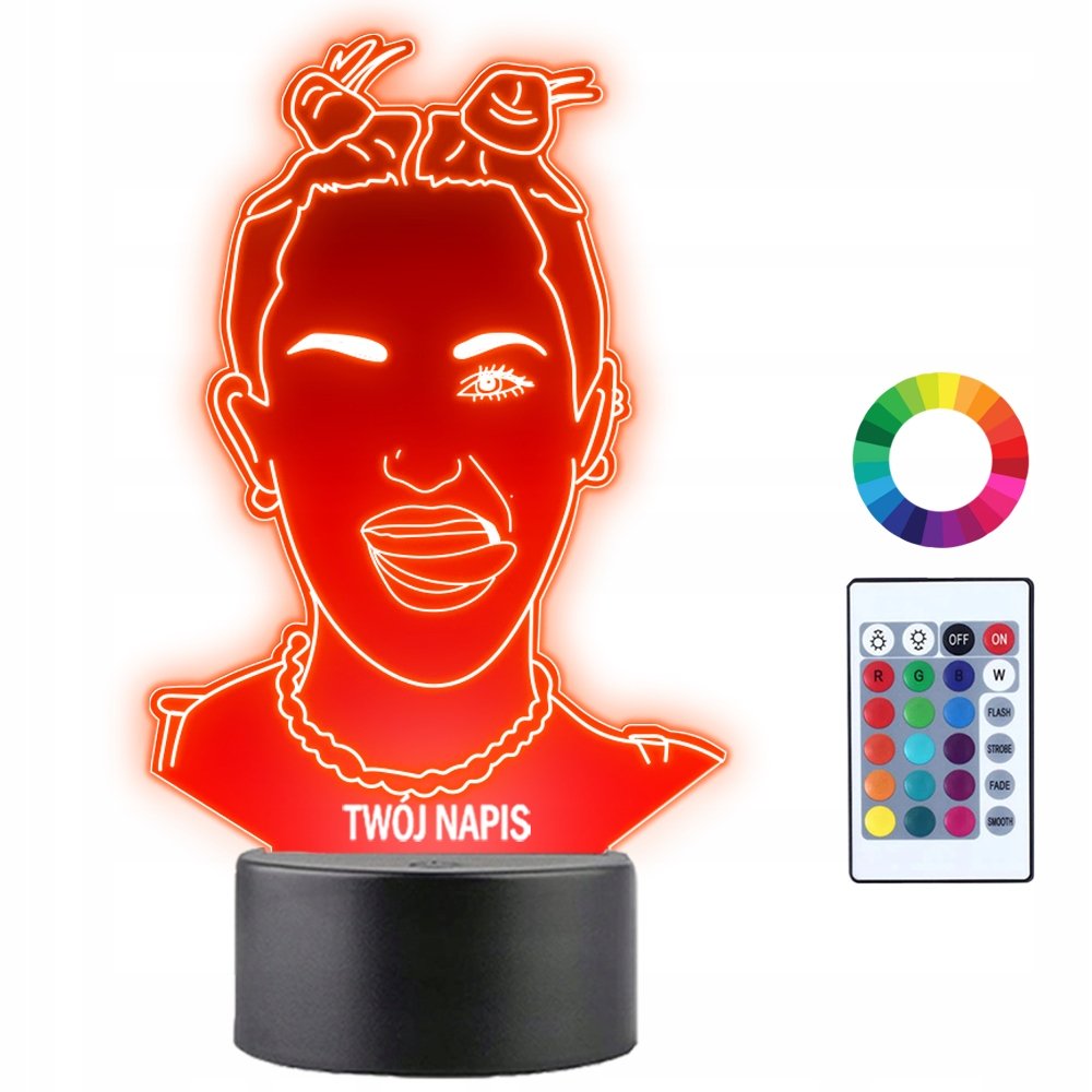 Lampka Nocna Miley Cyrus Język Piosenkarka Prezent Twój Napis Imię 3D LED