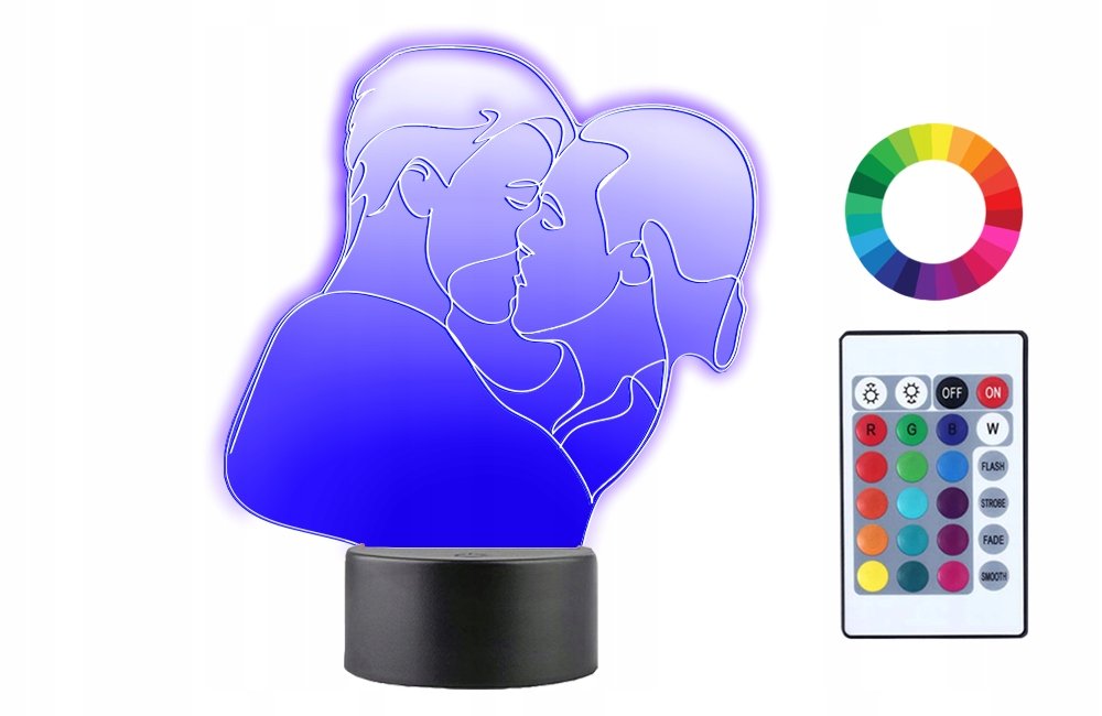 Lampka Nocna 3D LED Prezent na Walentynki Grawer