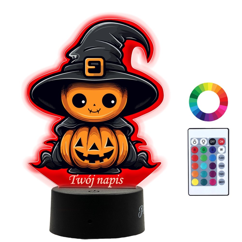 Lampka Nocna z Nadrukiem 3D LED Dynia Halloween Prezent Twój Napis Imię