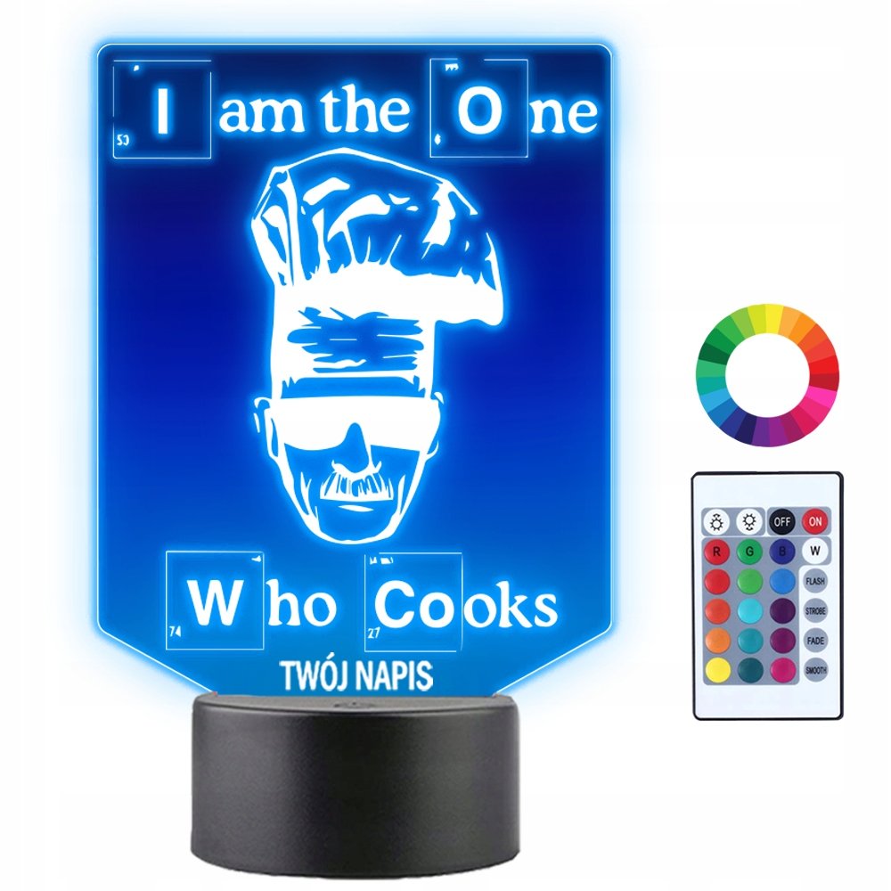 Lampka Nocna Breaking Bad I Am The One Who Cooks Prezent Twój Napis 3D LED