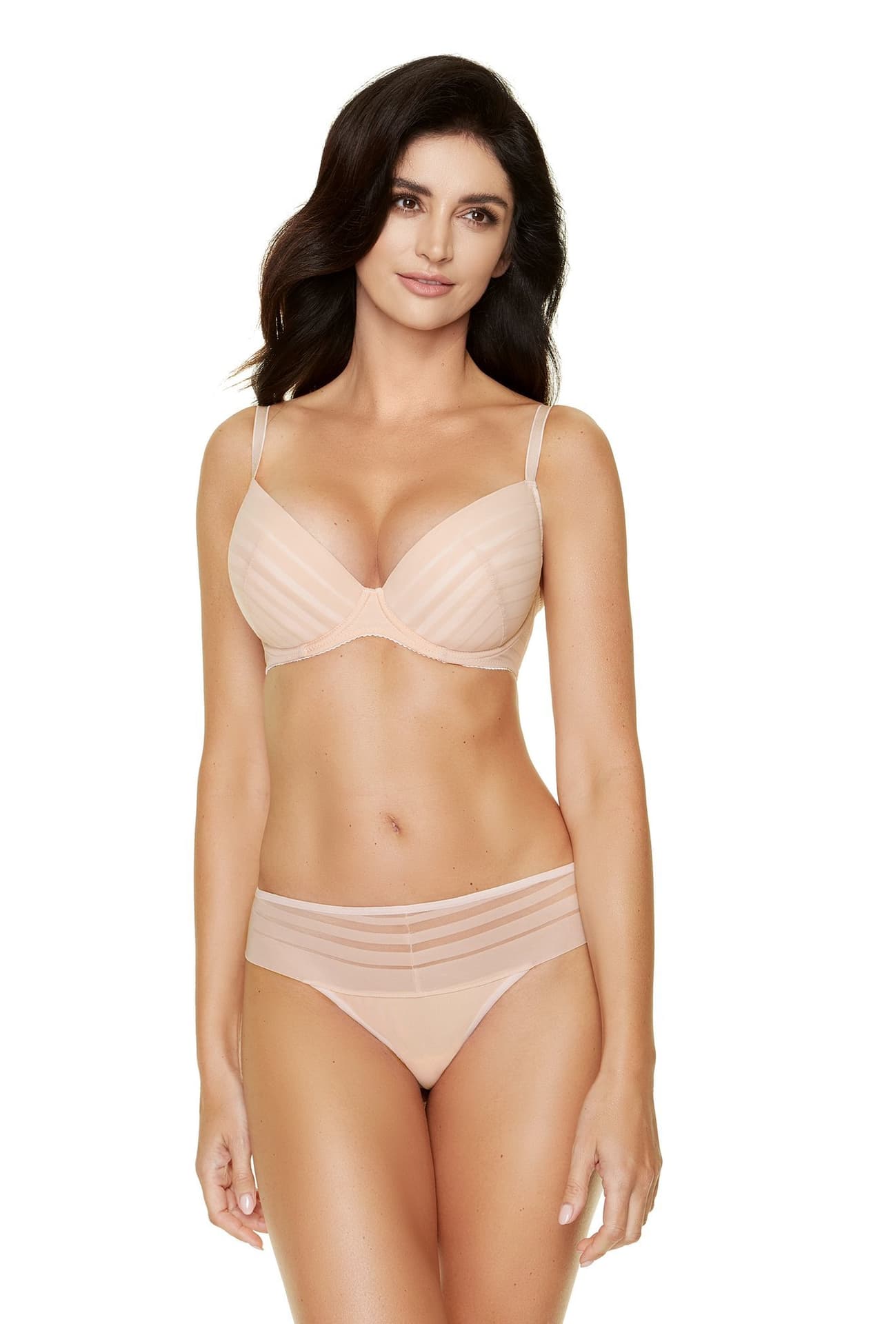Luna biustonosz push-up w paski (kolor beżowy, rozmiar 85B)