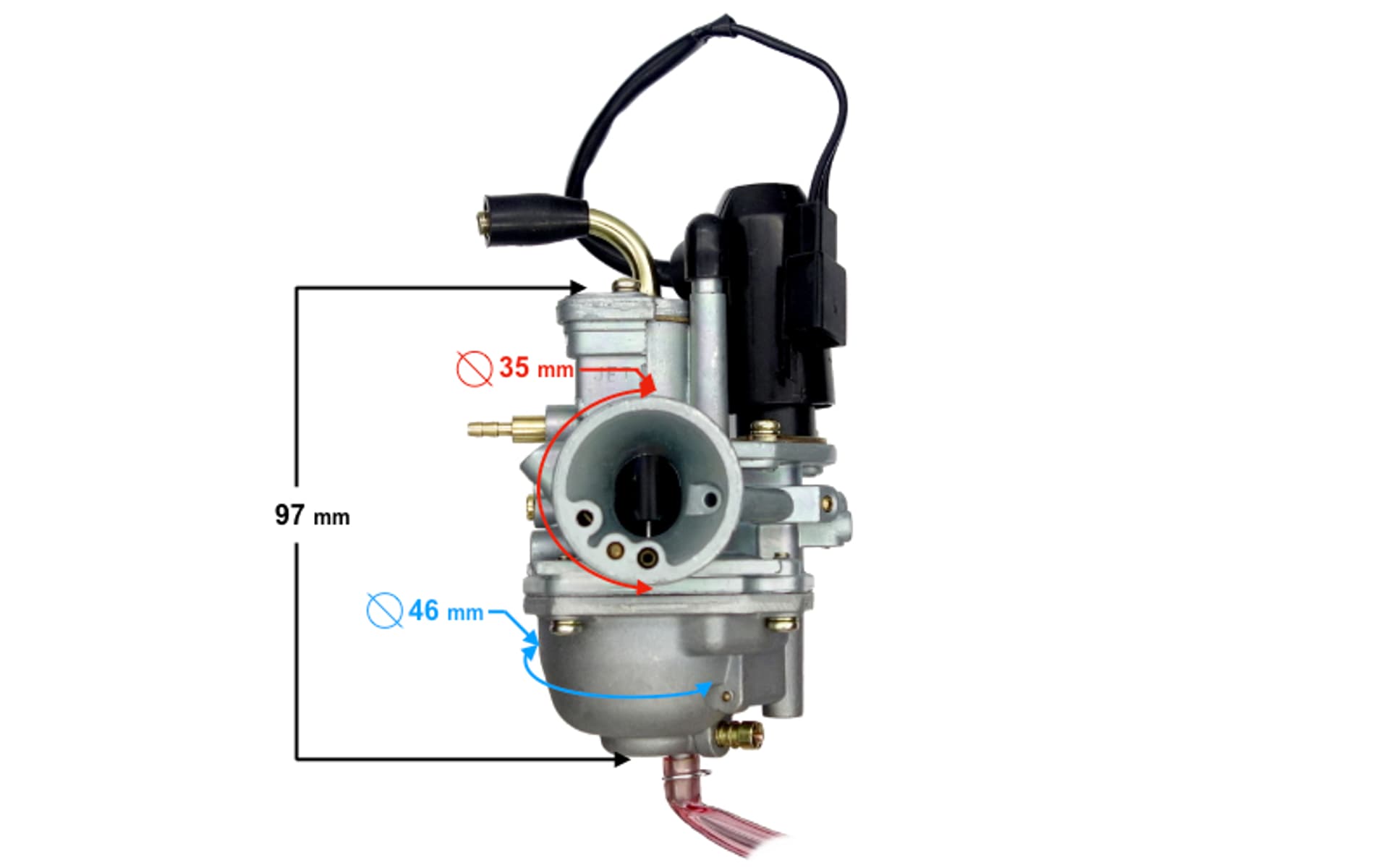 Gaźnik 50cc 2T, ssanie elektryczne