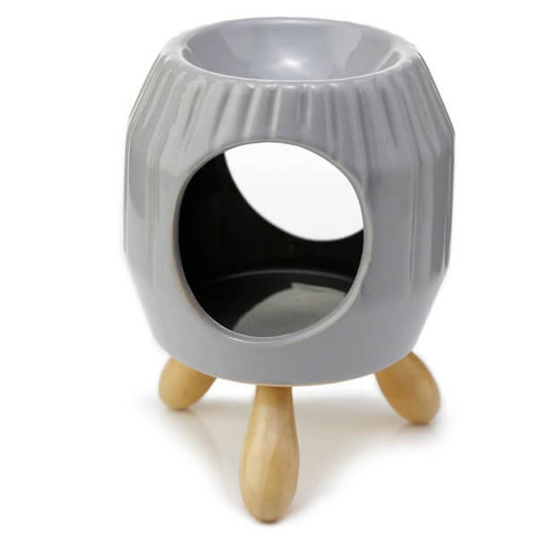 Puckator Kominek ceramiczny na nóżkach 12 x 9 x 9 (szary, prążkowany) 943