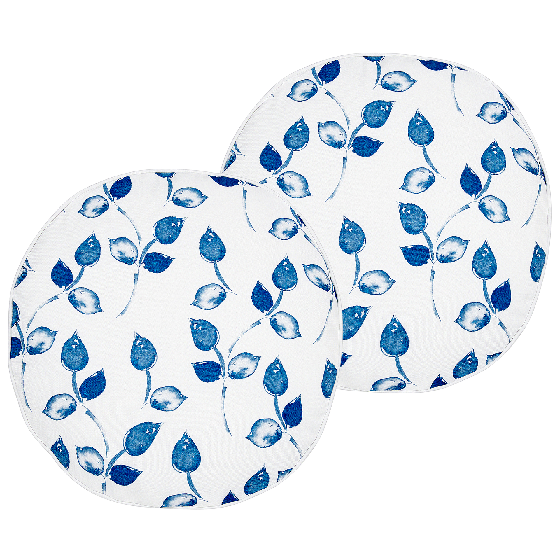 2 poduszki ogrodowe w liście ⌀ 40 cm biało-niebieska TORBORA