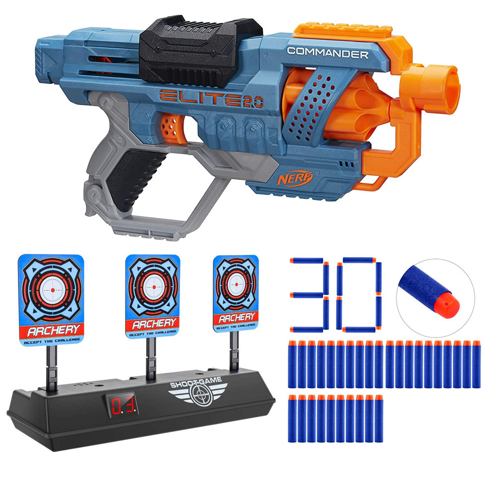 Nerf Elite 2.0 Commander E9485 + elektroniczna tarcza + 30 strzałek