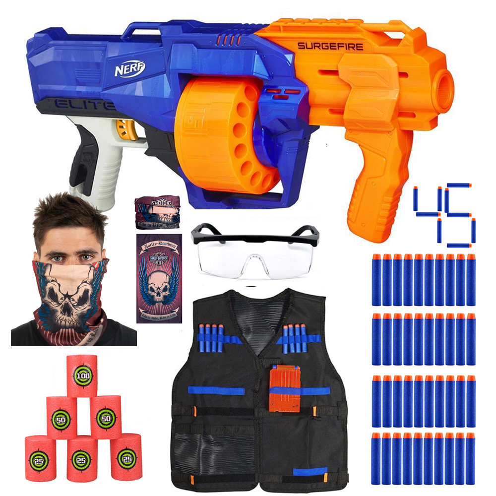 Nerf SurgeFire MEGAPACK kamizelka + 30 strzałek + bandana + cele + okulary