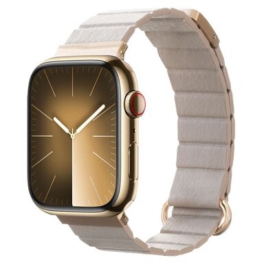 Crong Eclipse - Skórzany pasek magnetyczny Apple Watch 38/40/41mm (beżowy)