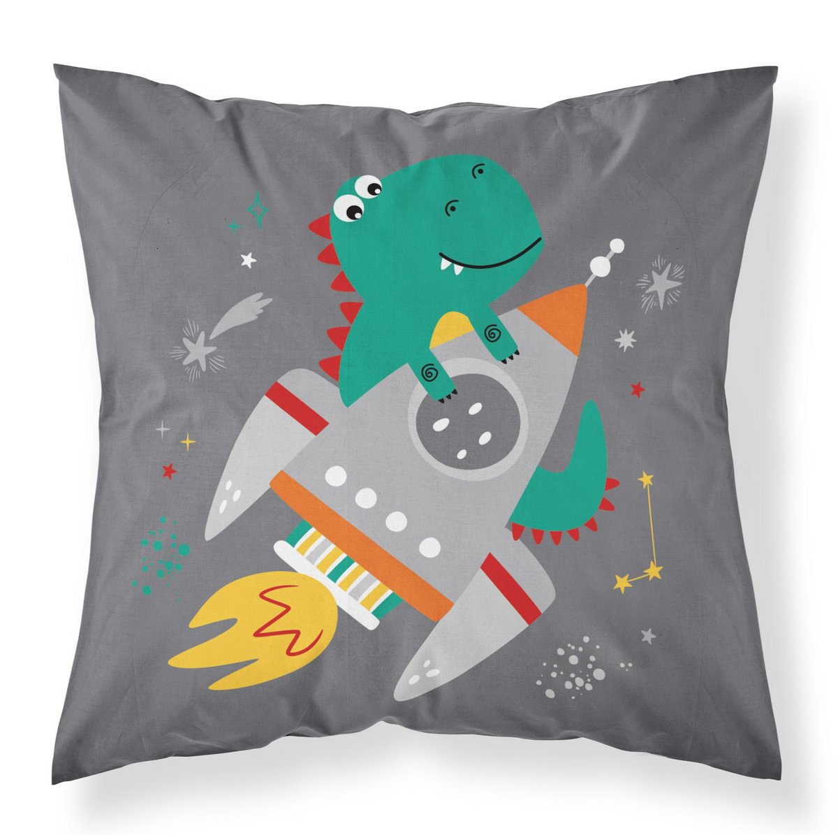 Poszewka bawełniana 40x40 Kosmos dinozaur szara Mayamoo 20