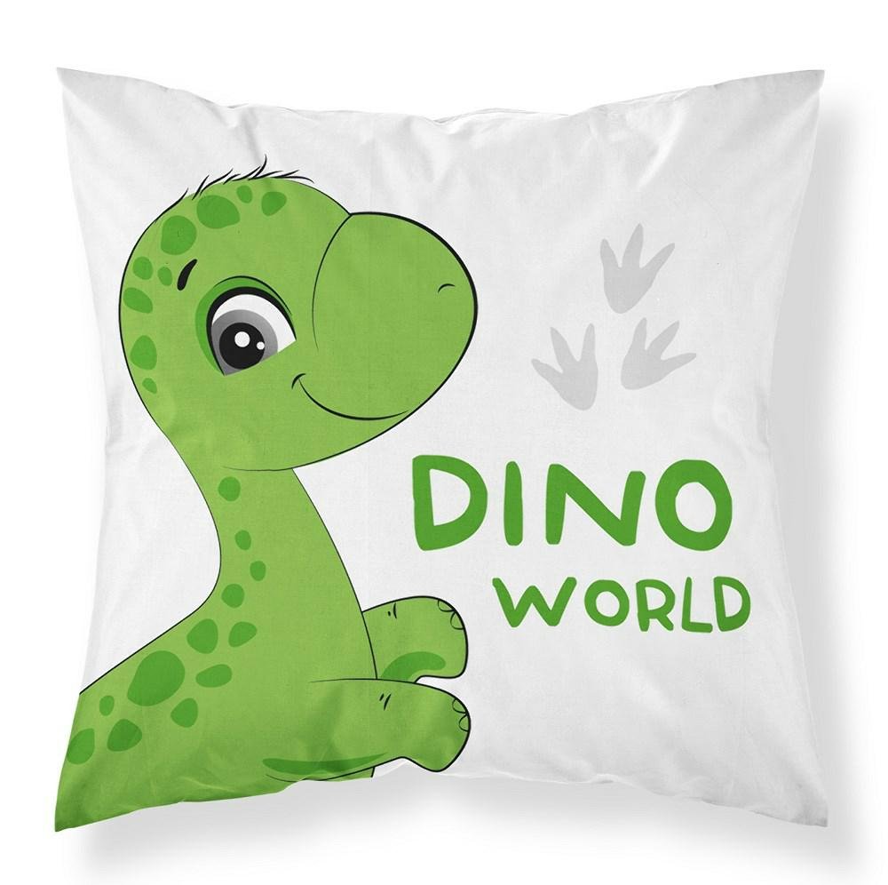Poszewka bawełniana 40x40 Dinozaur biała zielona  Mayamoo