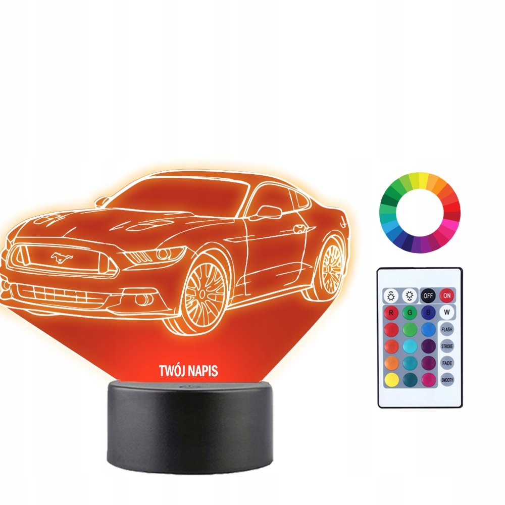 Lampka Nocna 3D LED Ford Mustang Prezent