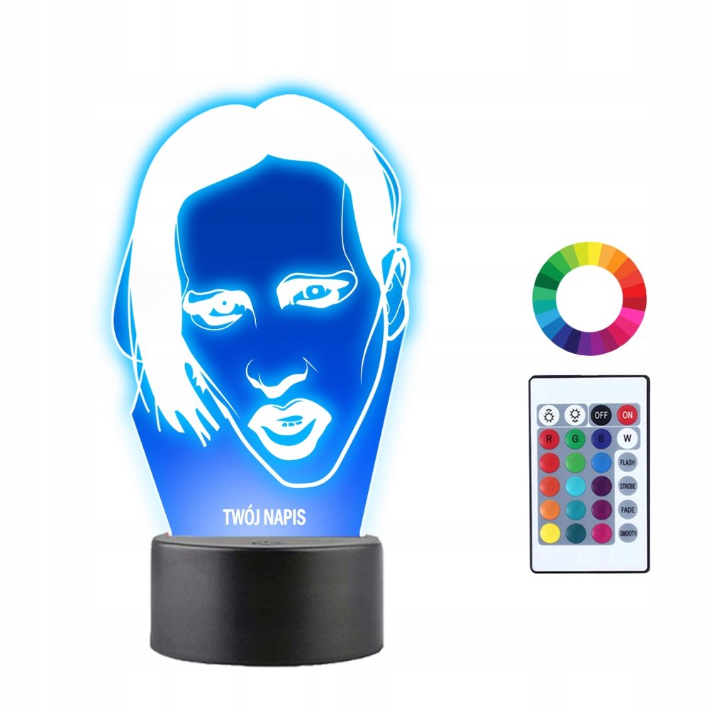 Lampka Nocna 3D LED Marilyn Manson Prezent