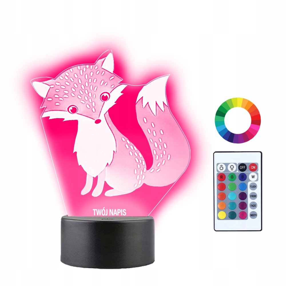 Lampka Nocna 3D LED Lis Lisek Prezent