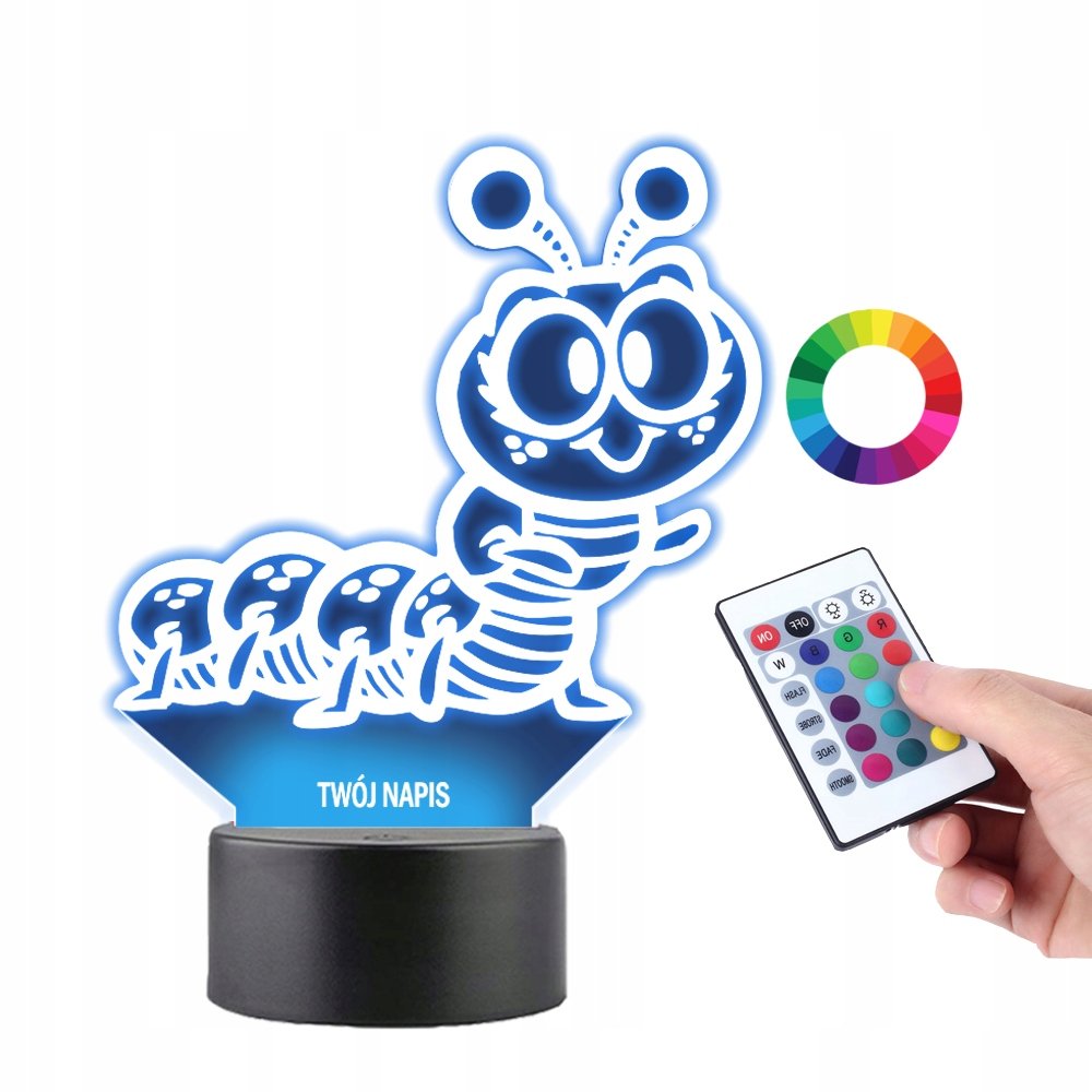 Lampka Nocna 3D LED Gąsienica Prezent