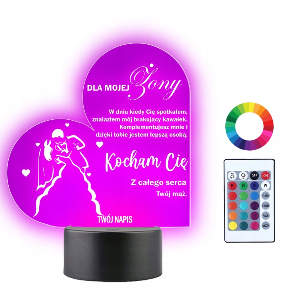 Lampka Nocna LED Dla Żony Kocham Cię Prezent