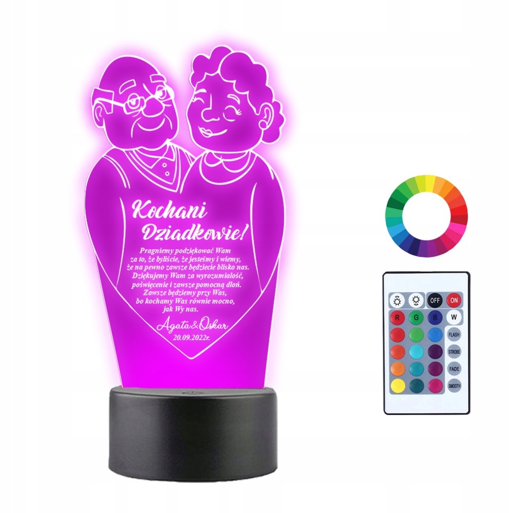 Lampka Nocna LED Ślub Podziękowania dla Dziadków