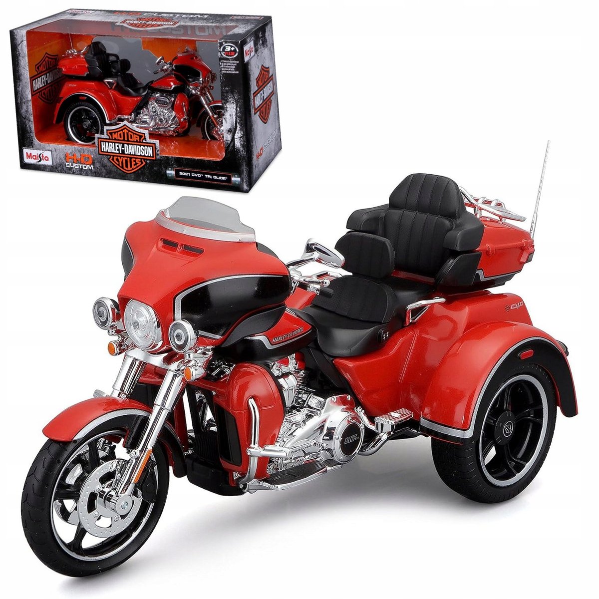 Harley Davidson 2021 Cvo Tri Glide Model Skala 1:12 Maisto Pomarańczowy