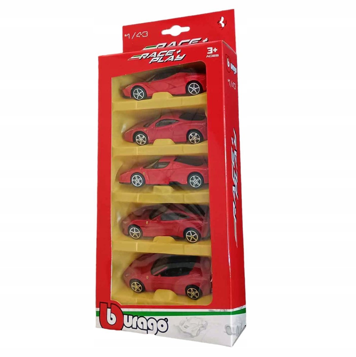 SAMOCHODY FERRARI ZESTAW RESORAKÓW BBURAGO 1:43 METALOWE AUTA