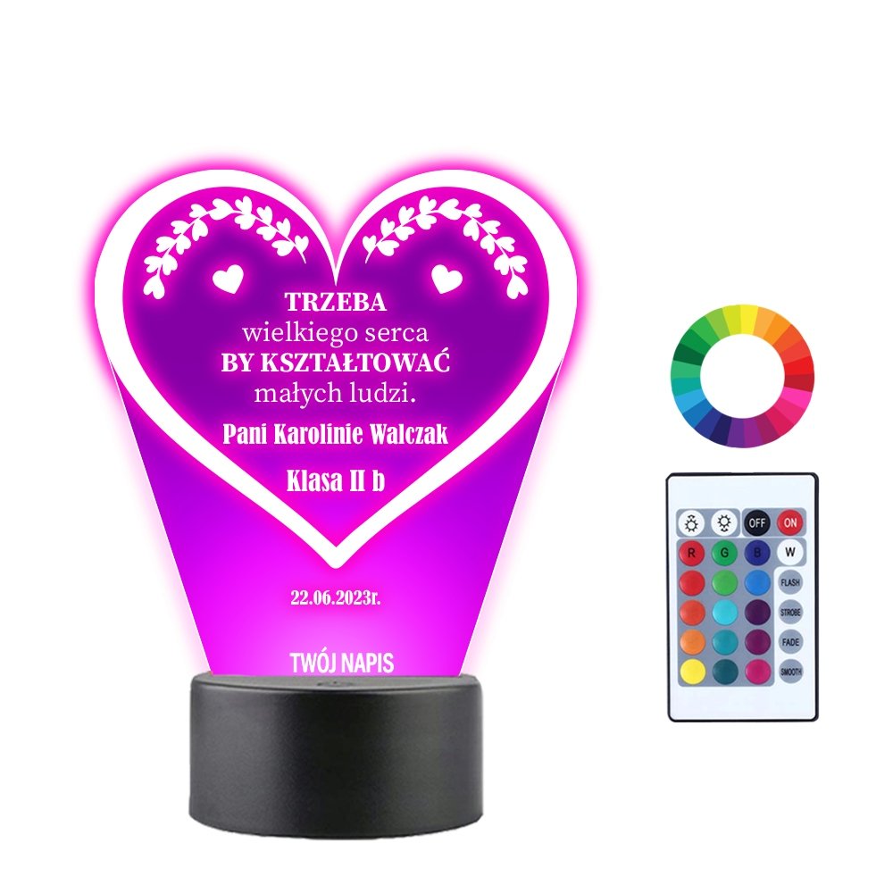 Lampka Nocna 3D LED Podziękowania dla Nauczyciela