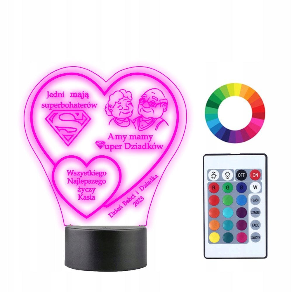 Lampka Nocna 3D LED Prezent dla Babci i Dziadka